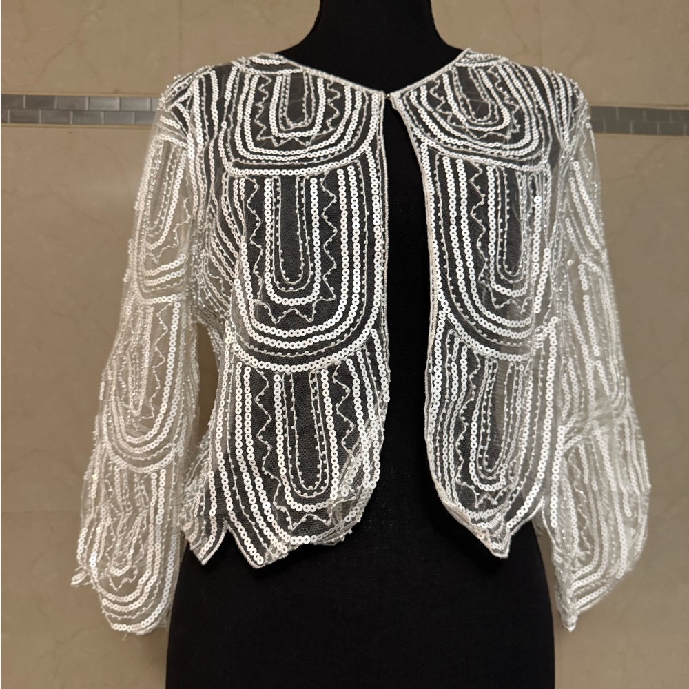 Sequined White Jacket - Picture 2 of 4